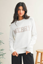 LDC Raglan Sleeve MERRY Letter Pattern Sweater