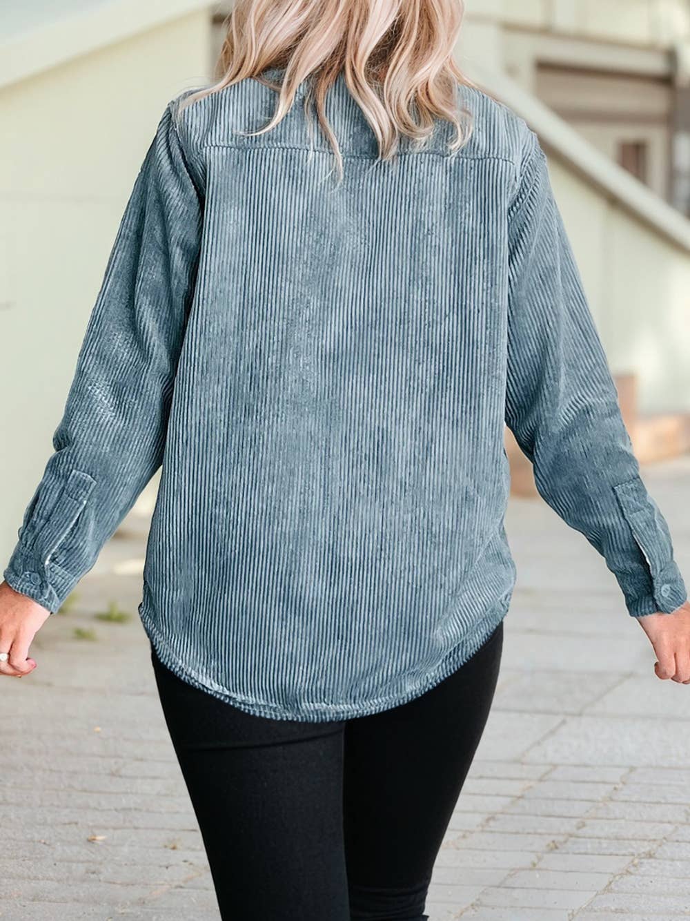 Plaid Corduroy Reversible Button Up Shacket