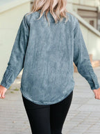 Plaid Corduroy Reversible Button Up Shacket