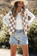 Checker Sherpa Collared Jacket Vest