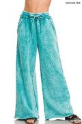 Acid Wash Fleece Sweatpants With Pockets SI-26832