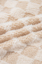 Checker Sherpa Corduroy Patchwork Zip-Up Jacket