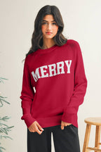 LDC Raglan Sleeve MERRY Letter Pattern Sweater