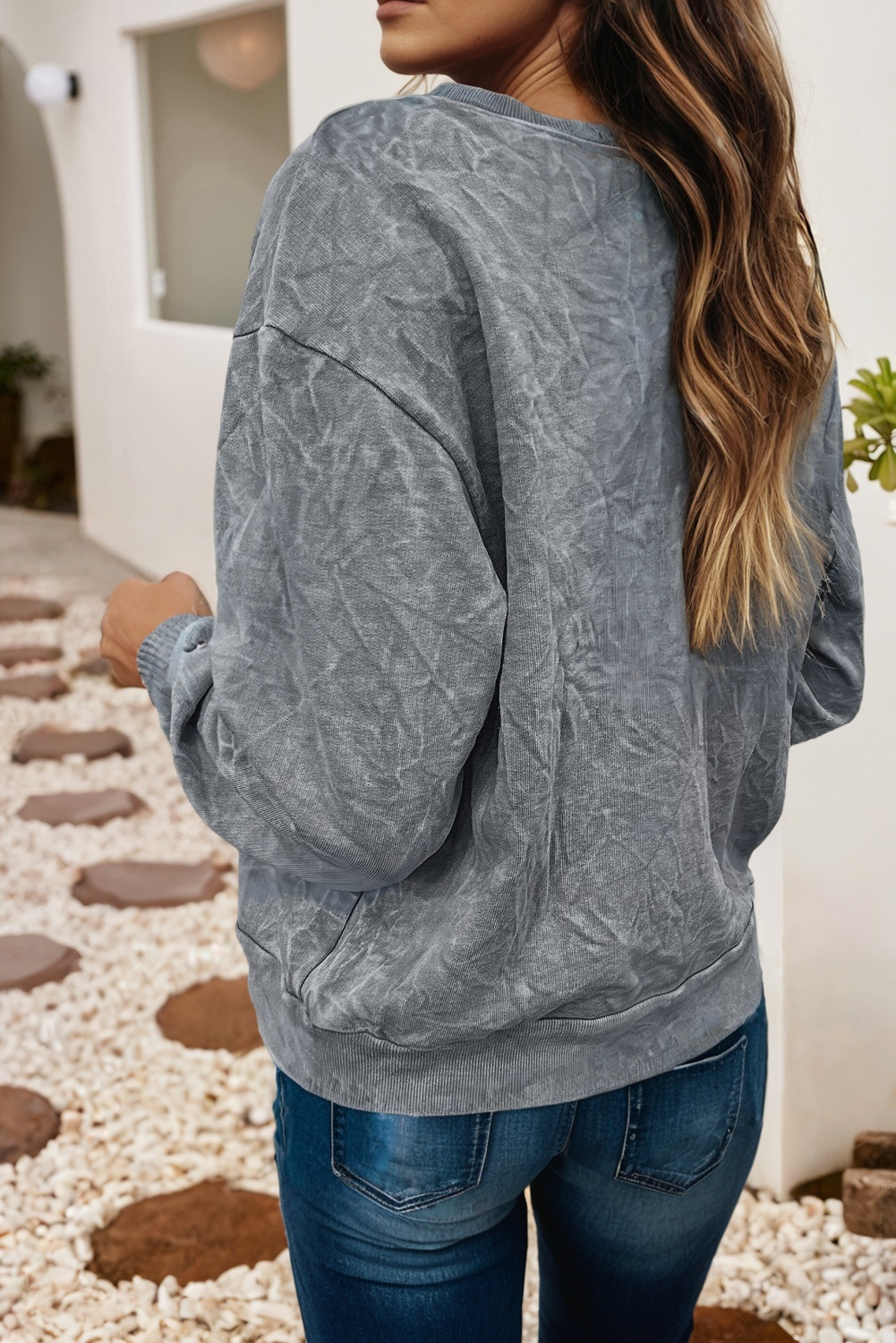 LDC Letter Embroidery Mineral Wash Loose Sweatshirt | S-4X