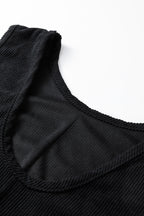 Black Plus Size Corduroy Patch Pocket Sleeveless Mini Dress