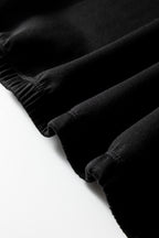 Black Leopard Contrast Drawstring Hood Drop Shoulder Loose Top