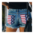 Slim-Fit Printed Distressed Denim Button-Up Shorts