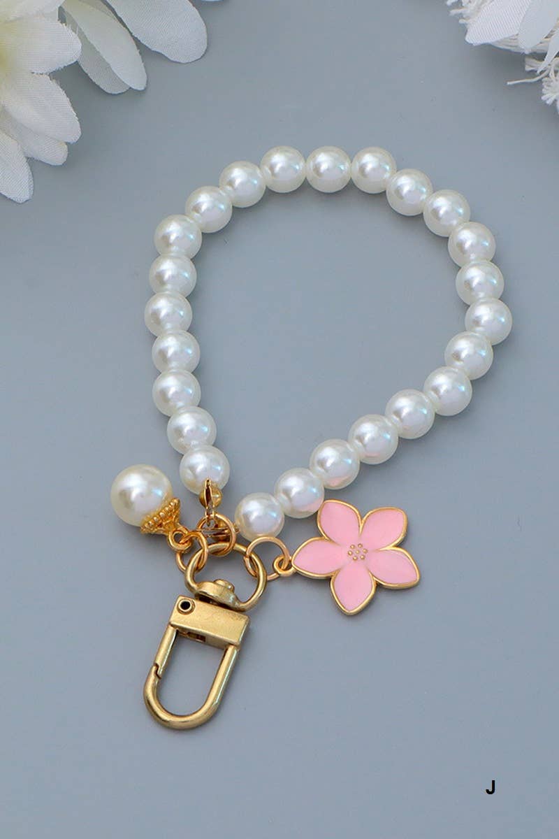 Elegant Pearl Phone Pendant Bag Charm Keychain SI-28753