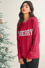 LDC Raglan Sleeve MERRY Letter Pattern Sweater