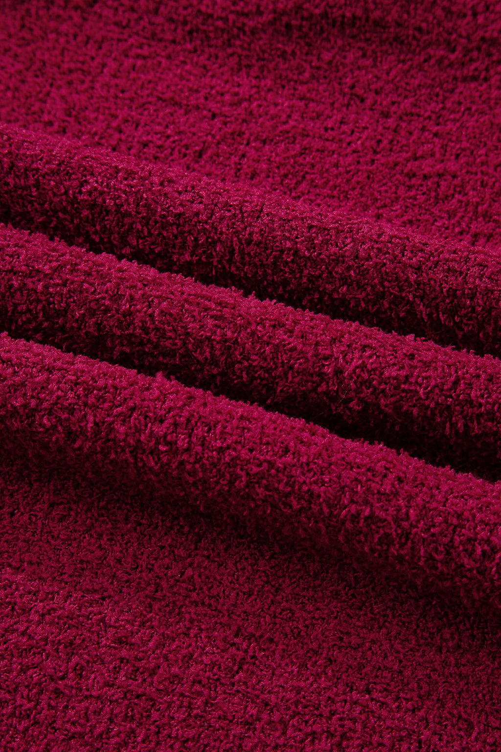 Burgundy Popcorn Mock Neck Solid Sweater