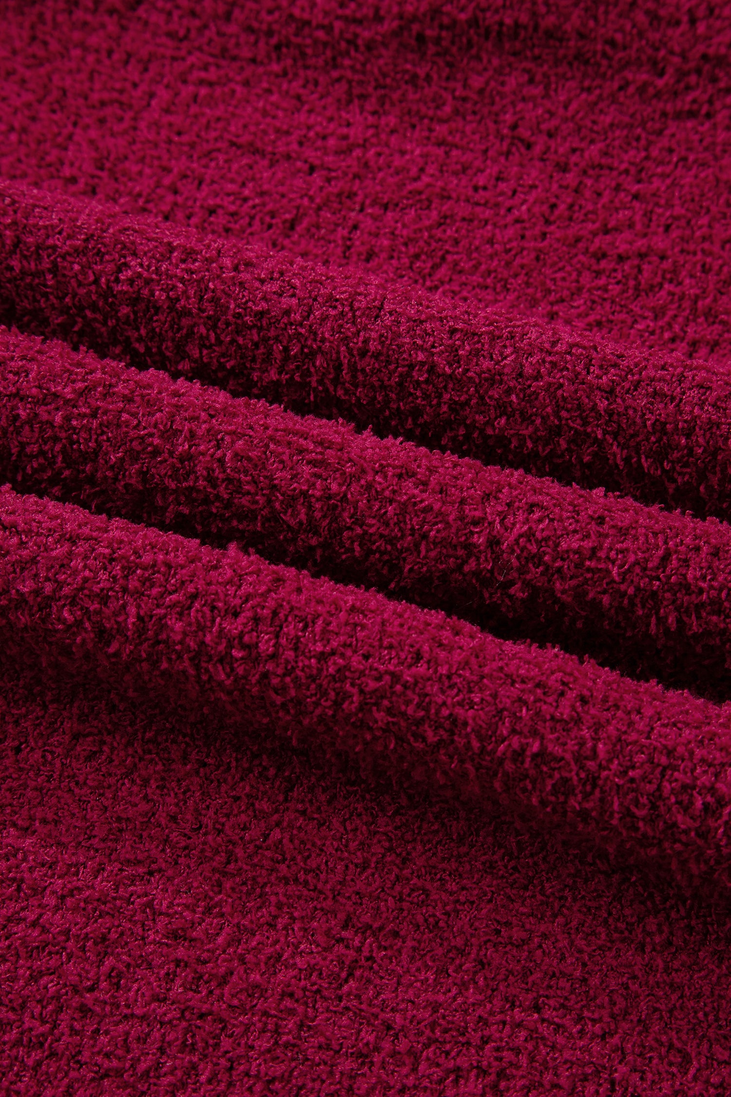 Burgundy Popcorn Mock Neck Solid Sweater