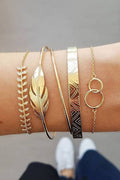 LDC Leaves Retro Adjustable Plated 5Pcs Bracelet Set