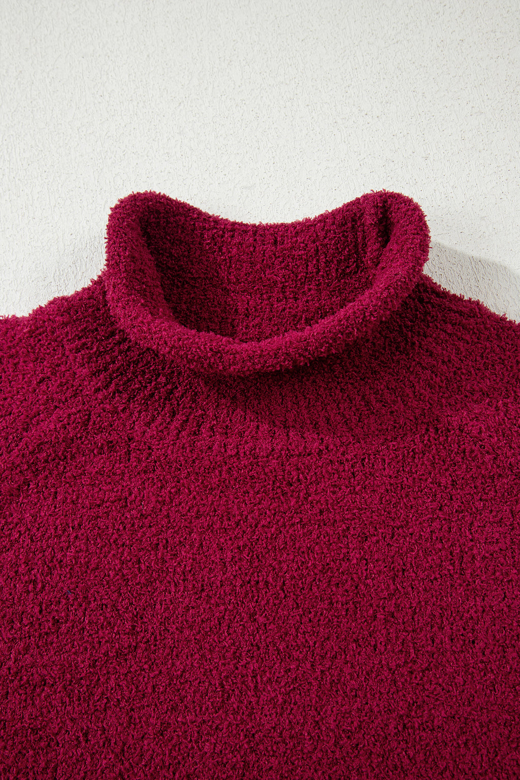 Burgundy Popcorn Mock Neck Solid Sweater