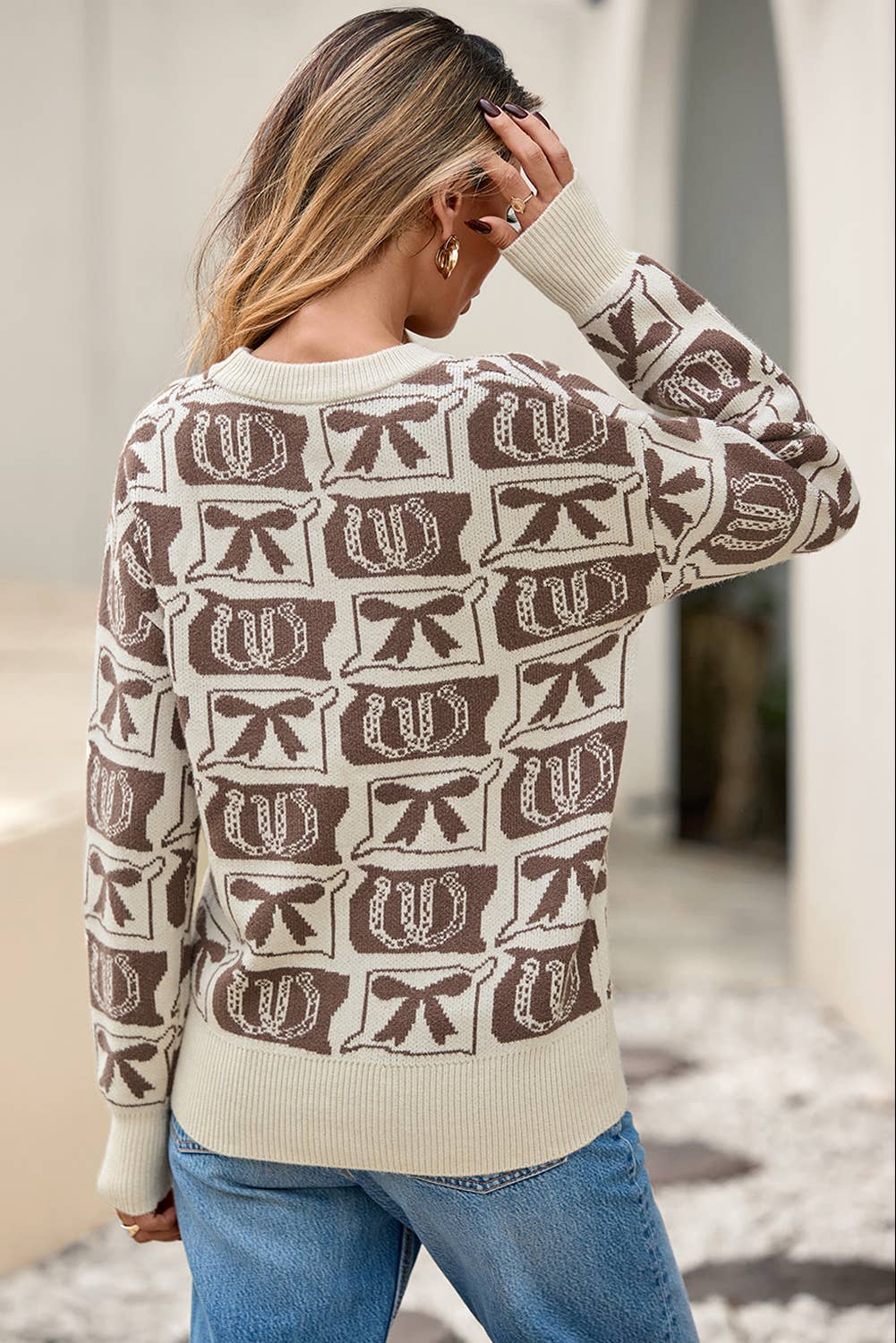 LDC Western Fashion Patterned Loose Sweater| S-4X