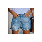 High Waist Ripped Denim Shorts