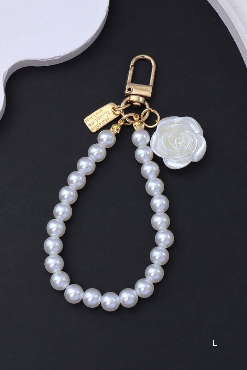 Elegant Pearl Phone Pendant Bag Charm Keychain SI-28753