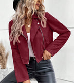 Suede zipper fashionable short jacket