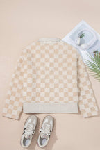 Checker Sherpa Corduroy Patchwork Zip-Up Jacket