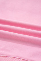 Pink Bow Sequin XOXO Letter Graphic Exposed Seam Baggy Sweatshirt