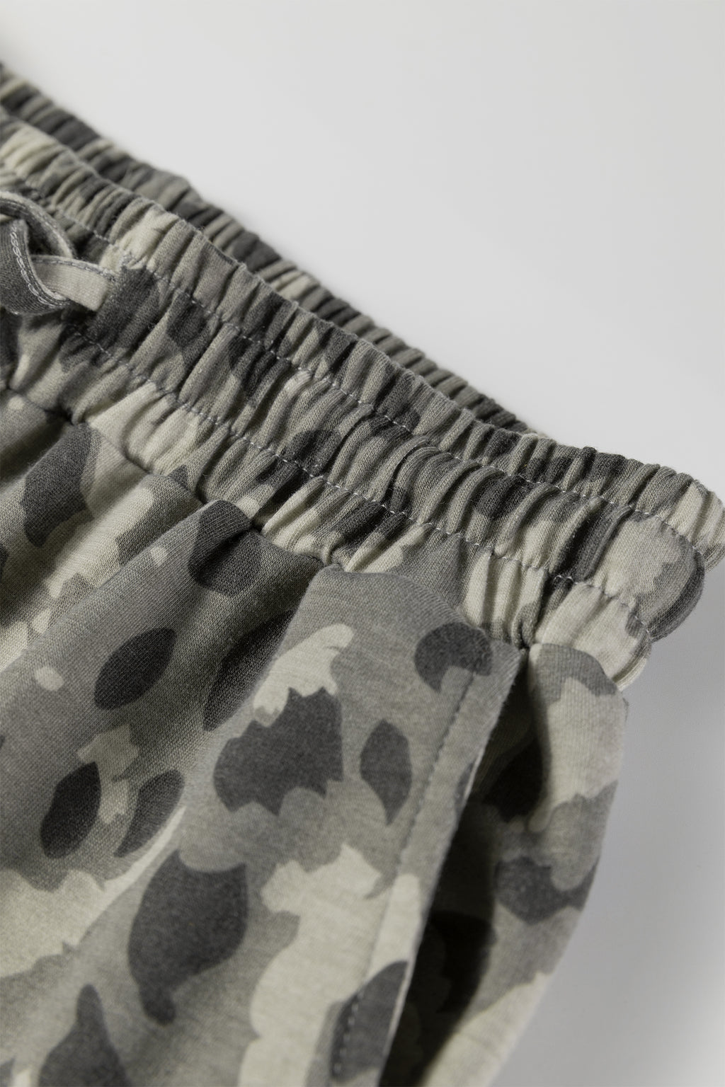 Gray Leopard Print Raw Seam Patchwork Pullover Drawstring Loose Pant Set