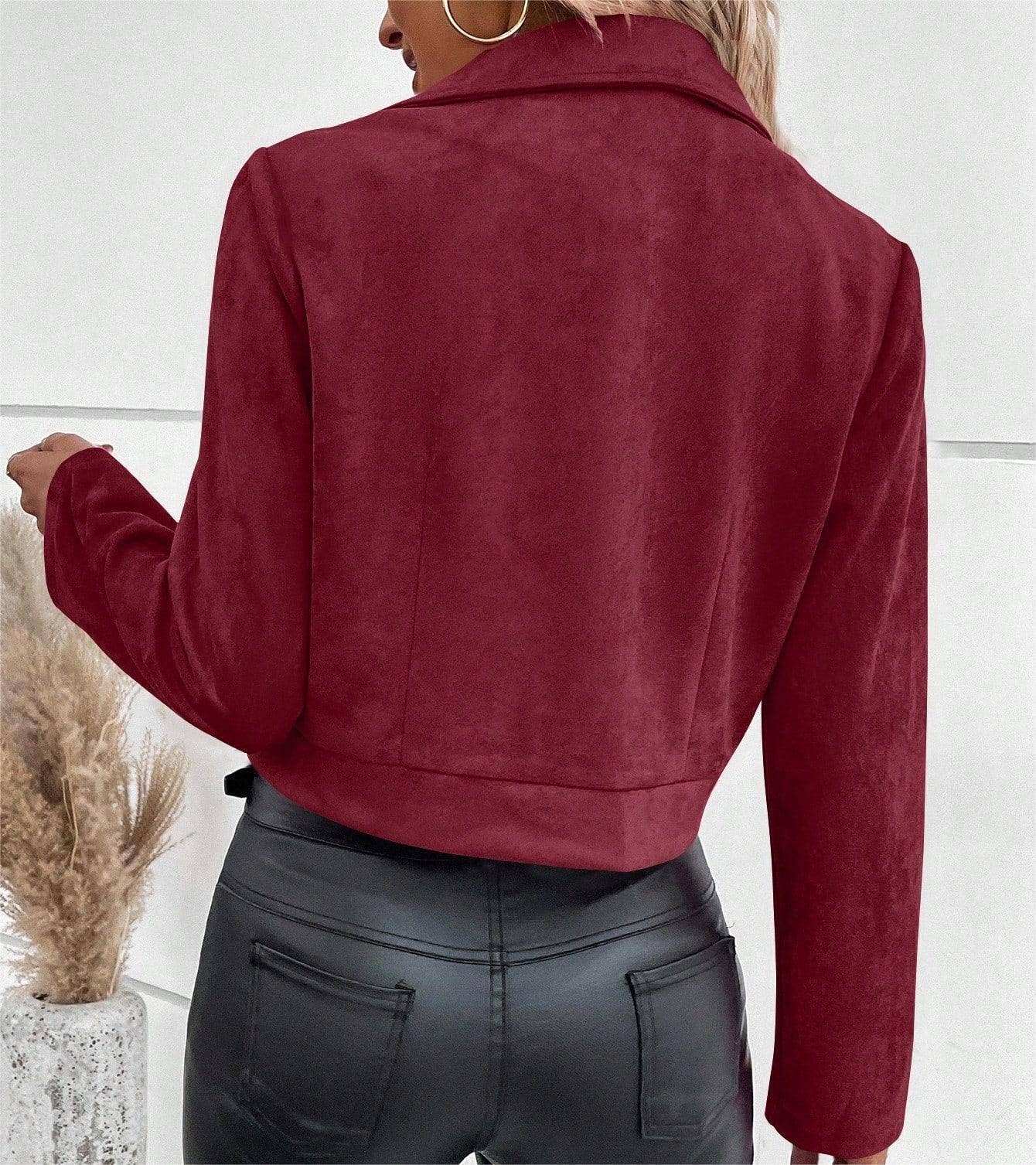 Suede zipper fashionable short jacket