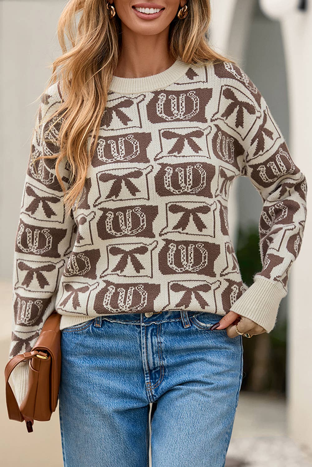 LDC Western Fashion Patterned Loose Sweater| S-4X