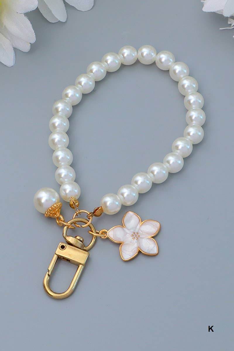 Elegant Pearl Phone Pendant Bag Charm Keychain SI-28753