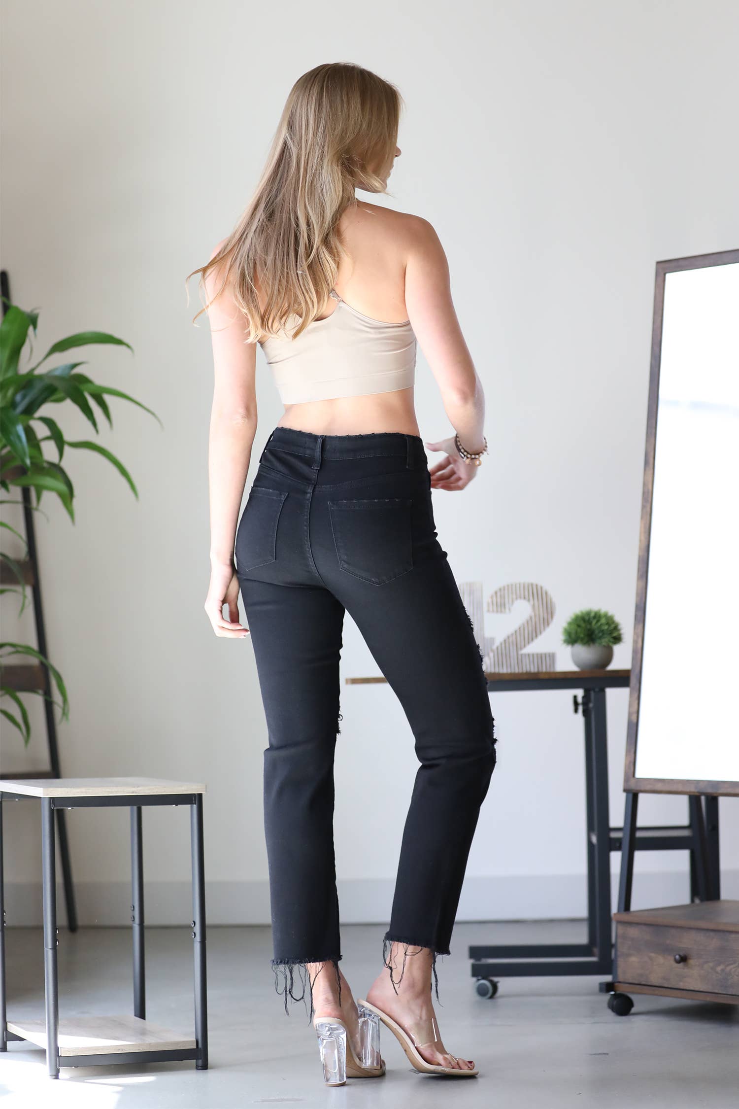 Distressed Black Denim