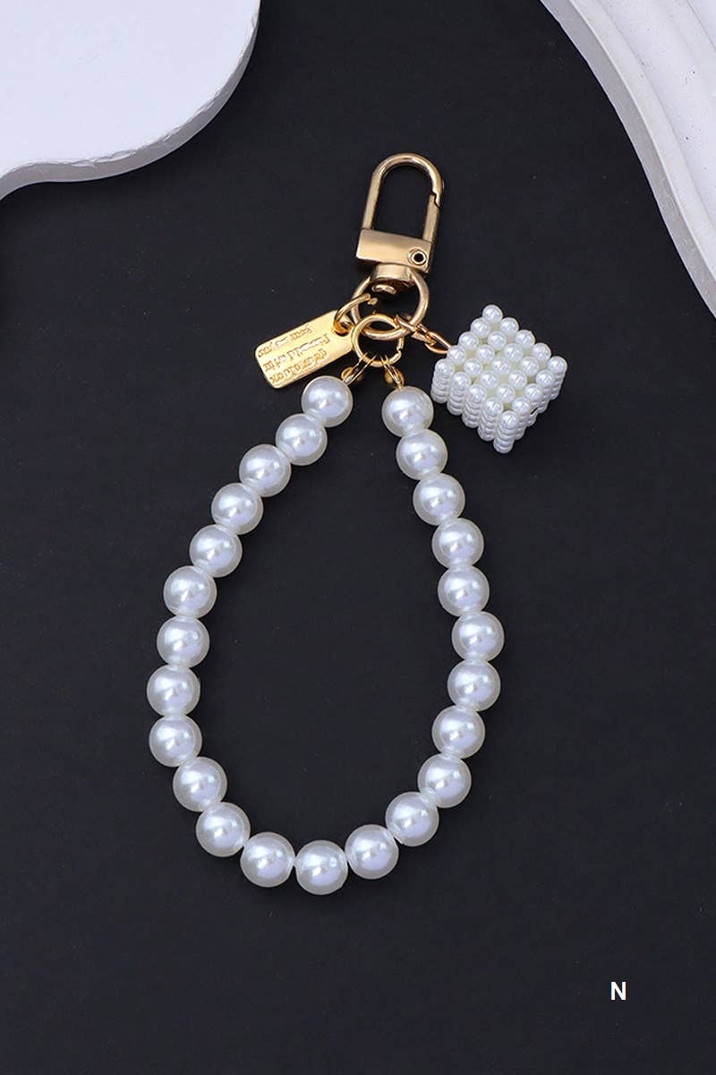 Elegant Pearl Phone Pendant Bag Charm Keychain SI-28753