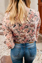 LDC Retro Floral Print Mesh Long Sleeve Top