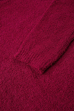 Burgundy Popcorn Mock Neck Solid Sweater