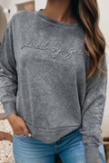 LDC Letter Embroidery Mineral Wash Loose Sweatshirt | S-4X