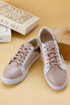 Dearlove Gold Glitter Star Patchwork PU Leather Lace-up Sneakers
