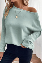 Moonlight Jade Textured Raglan Sleeve Knit Loose Top