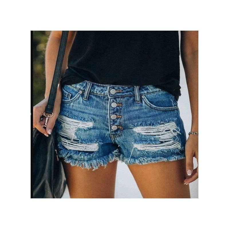 High Waist Ripped Denim Shorts