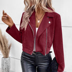 Suede zipper fashionable short jacket