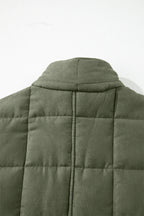 Green Zip-Up Pocket Quilted Jacket