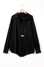 Black 3 Pcs Crop Tank Top Shorts with Cardigan Lounge Set