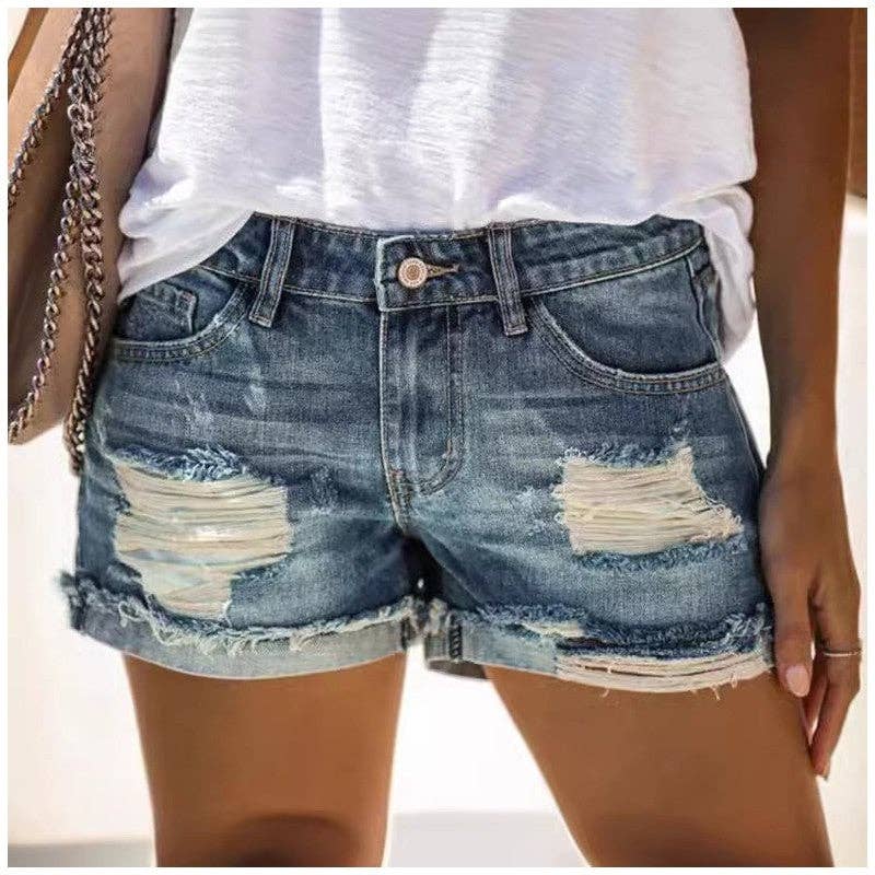 High Waist Ripped Denim Shorts